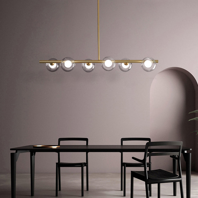 Bubble Clear Glass Island Ceiling Light Modern Style 5/6 Lights Black/Gold Finish Pendant Light Fixture for Dining Room Clearhalo 'Ceiling Lights' 'Close To Ceiling Lights' 'Glass shade' 'Glass' 'Island Lights' Lighting' 290081