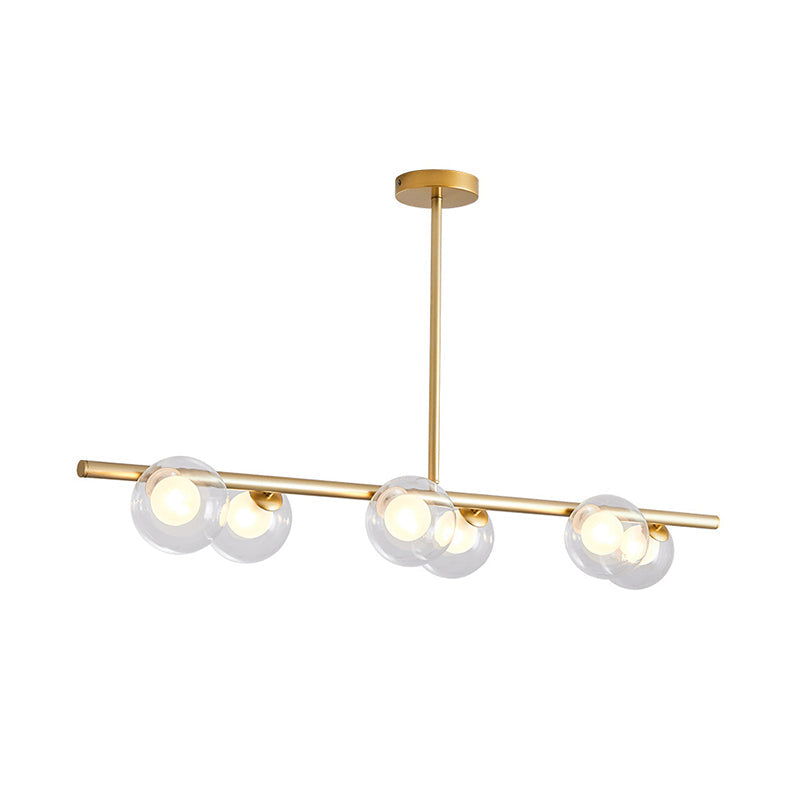Bubble Clear Glass Island Ceiling Light Modern Style 5/6 Lights Black/Gold Finish Pendant Light Fixture for Dining Room Clearhalo 'Ceiling Lights' 'Close To Ceiling Lights' 'Glass shade' 'Glass' 'Island Lights' Lighting' 290082