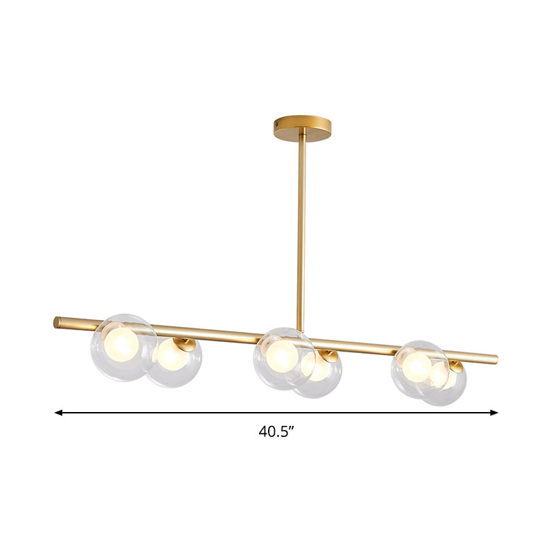 Bubble Clear Glass Island Ceiling Light Modern Style 5/6 Lights Black/Gold Finish Pendant Light Fixture for Dining Room Clearhalo 'Ceiling Lights' 'Close To Ceiling Lights' 'Glass shade' 'Glass' 'Island Lights' Lighting' 290083
