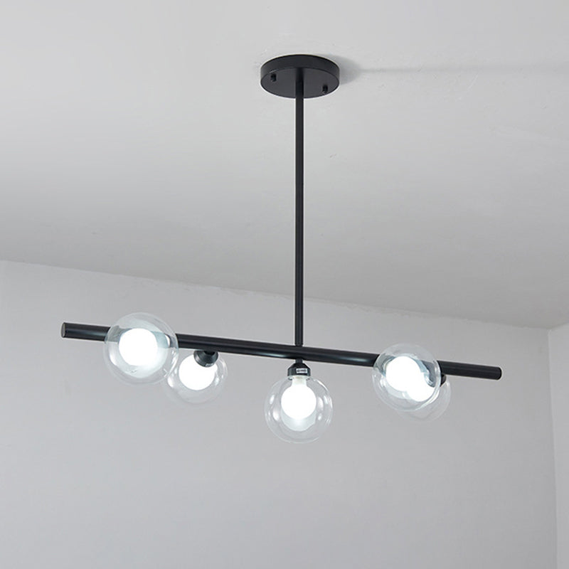 Bubble Clear Glass Island Ceiling Light Modern Style 5/6 Lights Black/Gold Finish Pendant Light Fixture for Dining Room Clearhalo 'Ceiling Lights' 'Close To Ceiling Lights' 'Glass shade' 'Glass' 'Island Lights' Lighting' 290086