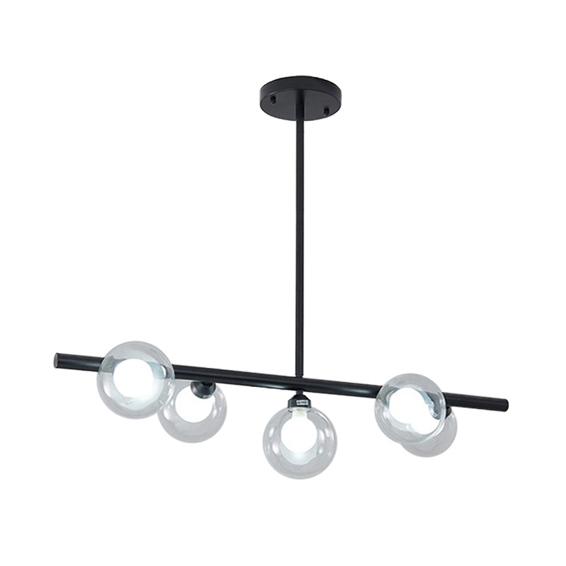 Bubble Clear Glass Island Ceiling Light Modern Style 5/6 Lights Black/Gold Finish Pendant Light Fixture for Dining Room Clearhalo 'Ceiling Lights' 'Close To Ceiling Lights' 'Glass shade' 'Glass' 'Island Lights' Lighting' 290088