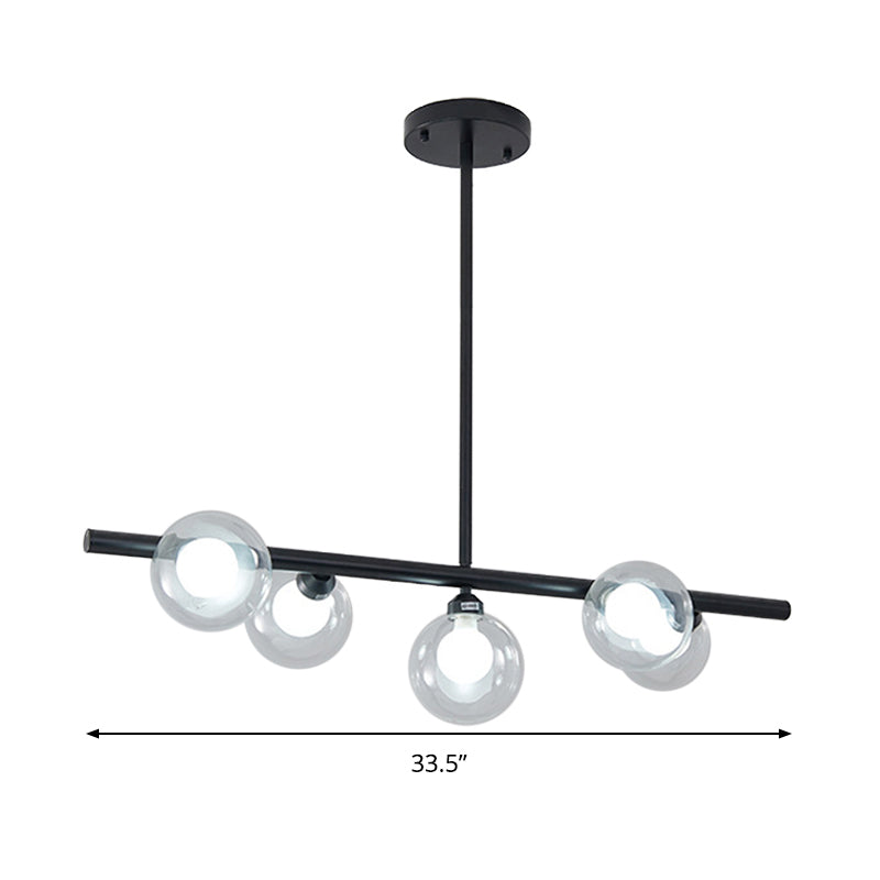 Bubble Clear Glass Island Ceiling Light Modern Style 5/6 Lights Black/Gold Finish Pendant Light Fixture for Dining Room Clearhalo 'Ceiling Lights' 'Close To Ceiling Lights' 'Glass shade' 'Glass' 'Island Lights' Lighting' 290089