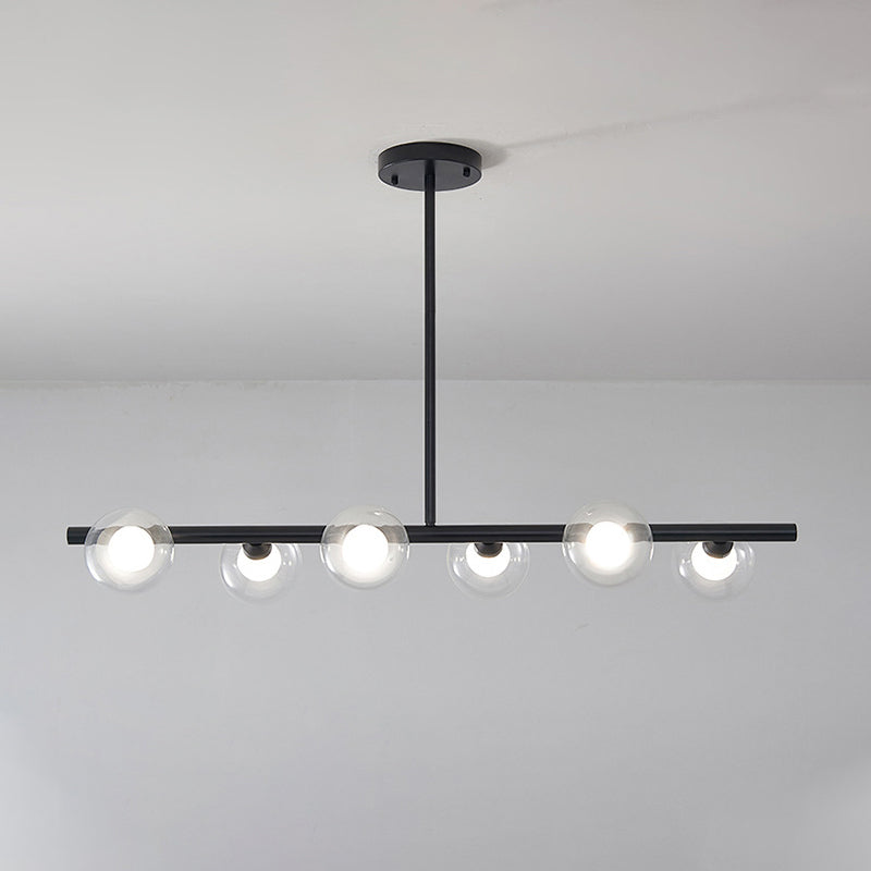 Bubble Clear Glass Island Ceiling Light Modern Style 5/6 Lights Black/Gold Finish Pendant Light Fixture for Dining Room Clearhalo 'Ceiling Lights' 'Close To Ceiling Lights' 'Glass shade' 'Glass' 'Island Lights' Lighting' 290091