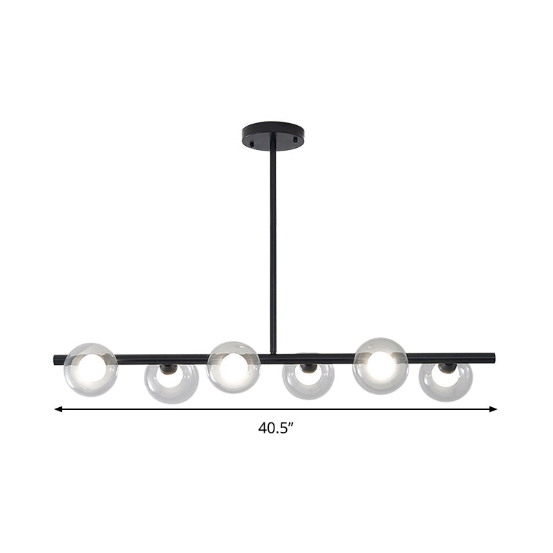 Bubble Clear Glass Island Ceiling Light Modern Style 5/6 Lights Black/Gold Finish Pendant Light Fixture for Dining Room Clearhalo 'Ceiling Lights' 'Close To Ceiling Lights' 'Glass shade' 'Glass' 'Island Lights' Lighting' 290094