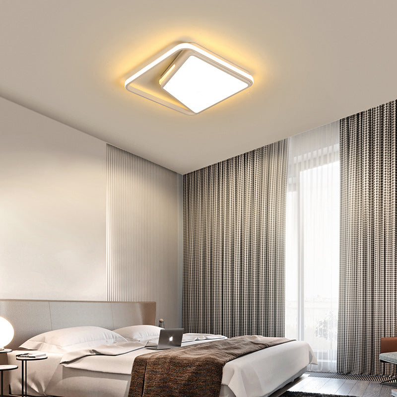 16"/19.5" Wide Metal Square Ceiling Mount Light Fixture Contemporary Black/White Flush Light in Warm/White/3 Color Light White Clearhalo 'Ceiling Lights' 'Close To Ceiling Lights' 'Close to ceiling' 'Flush mount' Lighting' 290153