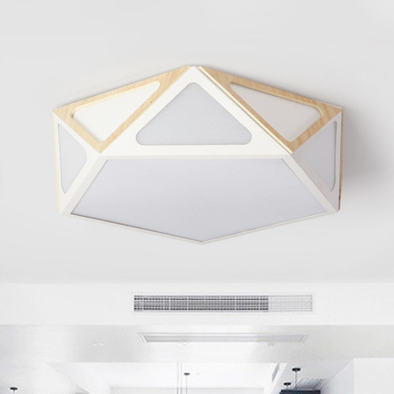 Geometric Flush Light Modern Acrylic White/Pink/Yellow LED Ceiling Mounted Fixture in Warm/White Light, 16"/19.5" Wide Clearhalo 'Ceiling Lights' 'Close To Ceiling Lights' 'Close to ceiling' Lighting' 290349