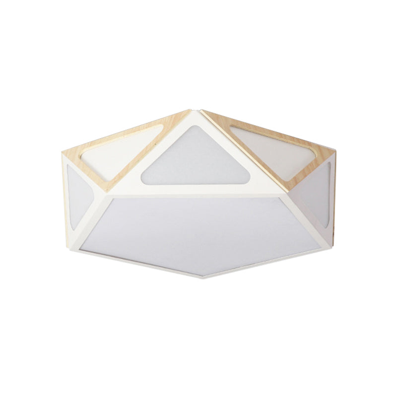 Geometric Flush Light Modern Acrylic White/Pink/Yellow LED Ceiling Mounted Fixture in Warm/White Light, 16"/19.5" Wide Clearhalo 'Ceiling Lights' 'Close To Ceiling Lights' 'Close to ceiling' Lighting' 290351