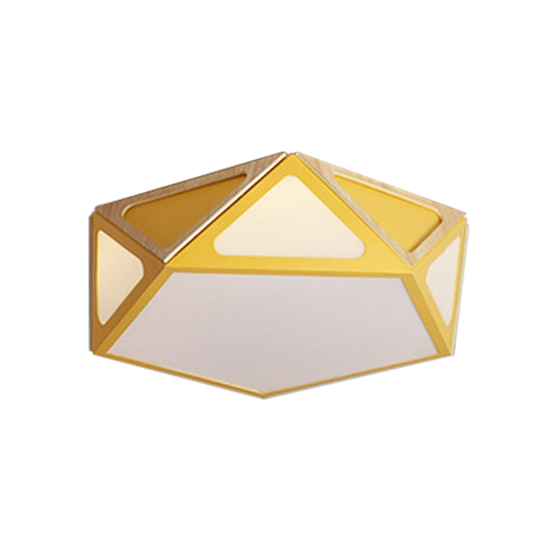 Geometric Flush Light Modern Acrylic White/Pink/Yellow LED Ceiling Mounted Fixture in Warm/White Light, 16"/19.5" Wide Clearhalo 'Ceiling Lights' 'Close To Ceiling Lights' 'Close to ceiling' Lighting' 290361