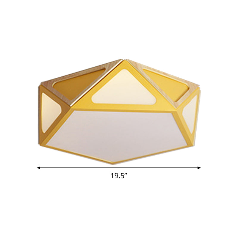 Geometric Flush Light Modern Acrylic White/Pink/Yellow LED Ceiling Mounted Fixture in Warm/White Light, 16"/19.5" Wide Clearhalo 'Ceiling Lights' 'Close To Ceiling Lights' 'Close to ceiling' Lighting' 290363