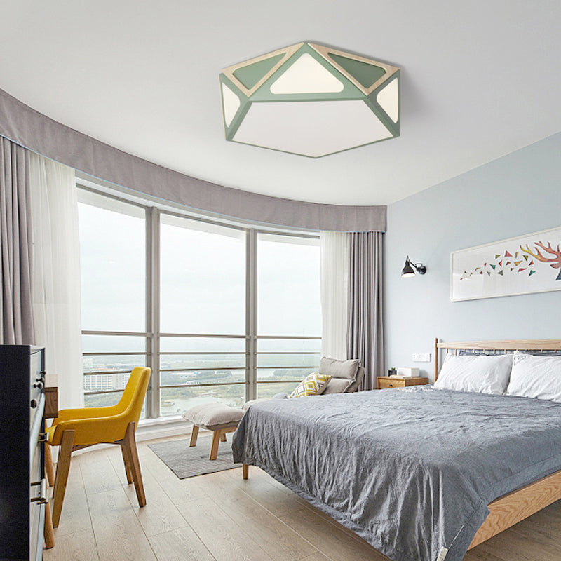 Geometric Flush Light Modern Acrylic White/Pink/Yellow LED Ceiling Mounted Fixture in Warm/White Light, 16"/19.5" Wide Clearhalo 'Ceiling Lights' 'Close To Ceiling Lights' 'Close to ceiling' Lighting' 290365