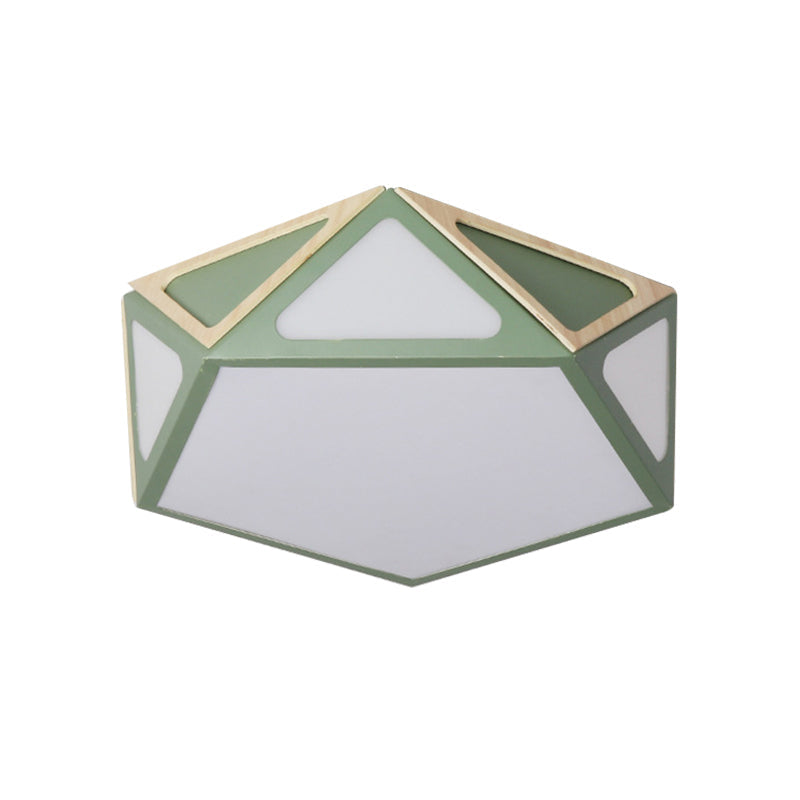 Geometric Flush Light Modern Acrylic White/Pink/Yellow LED Ceiling Mounted Fixture in Warm/White Light, 16"/19.5" Wide Clearhalo 'Ceiling Lights' 'Close To Ceiling Lights' 'Close to ceiling' Lighting' 290366