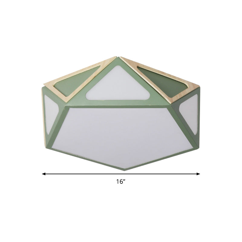 Geometric Flush Light Modern Acrylic White/Pink/Yellow LED Ceiling Mounted Fixture in Warm/White Light, 16"/19.5" Wide Clearhalo 'Ceiling Lights' 'Close To Ceiling Lights' 'Close to ceiling' Lighting' 290367