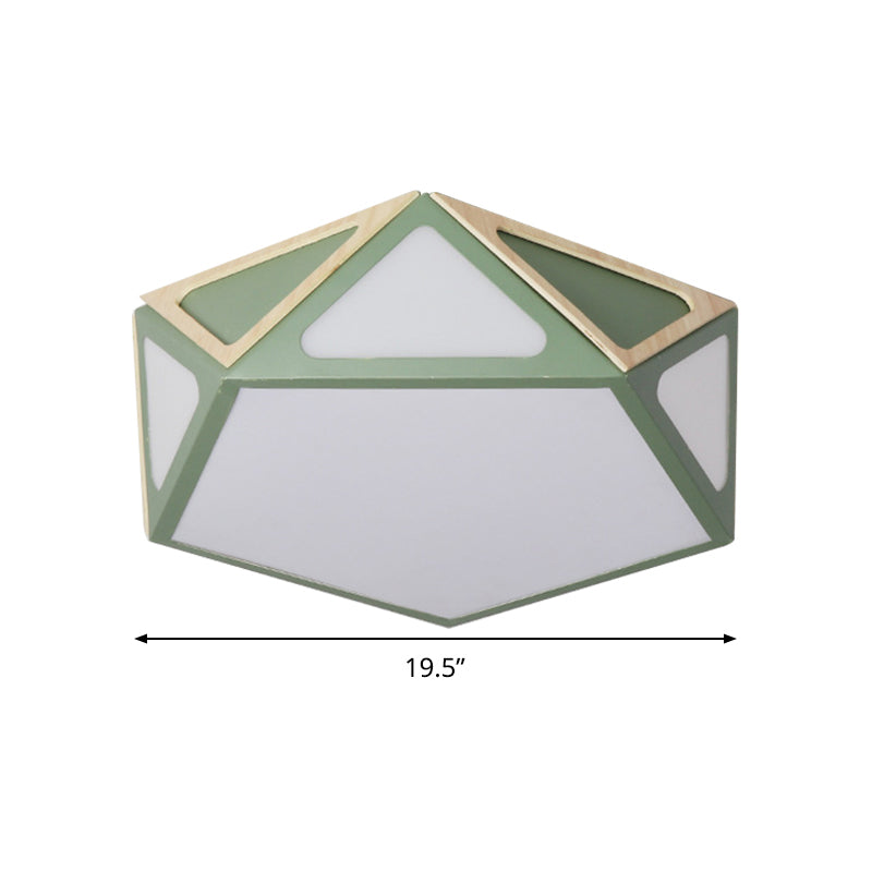 Geometric Flush Light Modern Acrylic White/Pink/Yellow LED Ceiling Mounted Fixture in Warm/White Light, 16"/19.5" Wide Clearhalo 'Ceiling Lights' 'Close To Ceiling Lights' 'Close to ceiling' Lighting' 290368