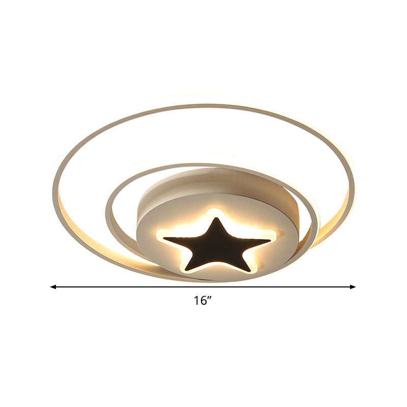 Circle Ceiling Fixture Contemporary Acrylic Black and White 16"/19.5" Wide LED Flush Mount Fixture in White Light/Remote Control Stepless Dimming Clearhalo 'Ceiling Lights' 'Close To Ceiling Lights' 'Close to ceiling' 'Flush mount' Lighting' 290436