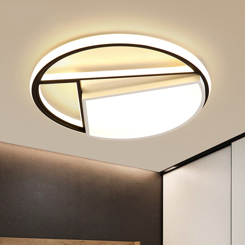 16"/19.5" Wide Geometric Acrylic Ceiling Lamp Contemporary Black and White LED Flush Mount Lighting Clearhalo 'Ceiling Lights' 'Close To Ceiling Lights' 'Close to ceiling' 'Flush mount' Lighting' 290440
