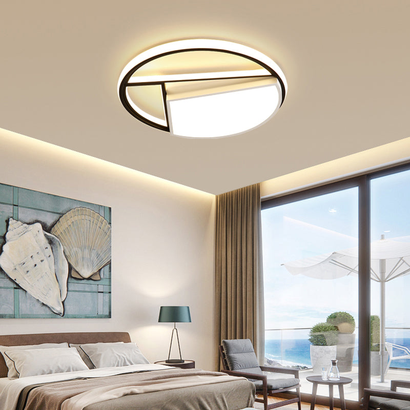 16"/19.5" Wide Geometric Acrylic Ceiling Lamp Contemporary Black and White LED Flush Mount Lighting Clearhalo 'Ceiling Lights' 'Close To Ceiling Lights' 'Close to ceiling' 'Flush mount' Lighting' 290441