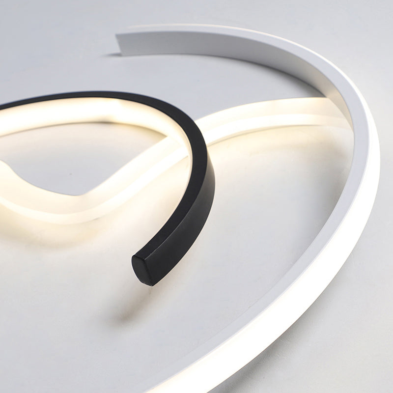Acrylic Semicircle Ceiling Lighting Simple Style Black and White 16"/19.5" Wide LED Flush Mount Light, Warm Light/Remote Control Stepless Dimming Clearhalo 'Ceiling Lights' 'Close To Ceiling Lights' 'Close to ceiling' 'Flush mount' Lighting' 290451