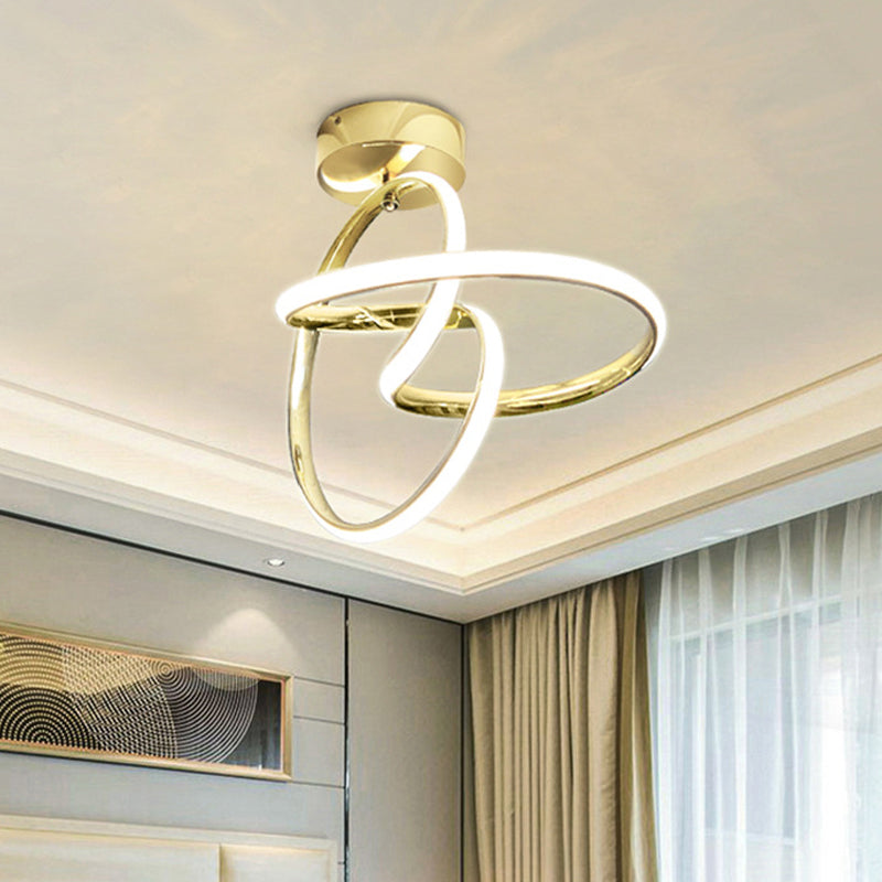 Postmodern Seamless Curve Ceiling Mount Light Fixture Acrylic Corridor LED Semi Flush Light Clearhalo 'Ceiling Lights' 'Close To Ceiling Lights' 'Close to ceiling' 'Semi-flushmount' Lighting' 290539