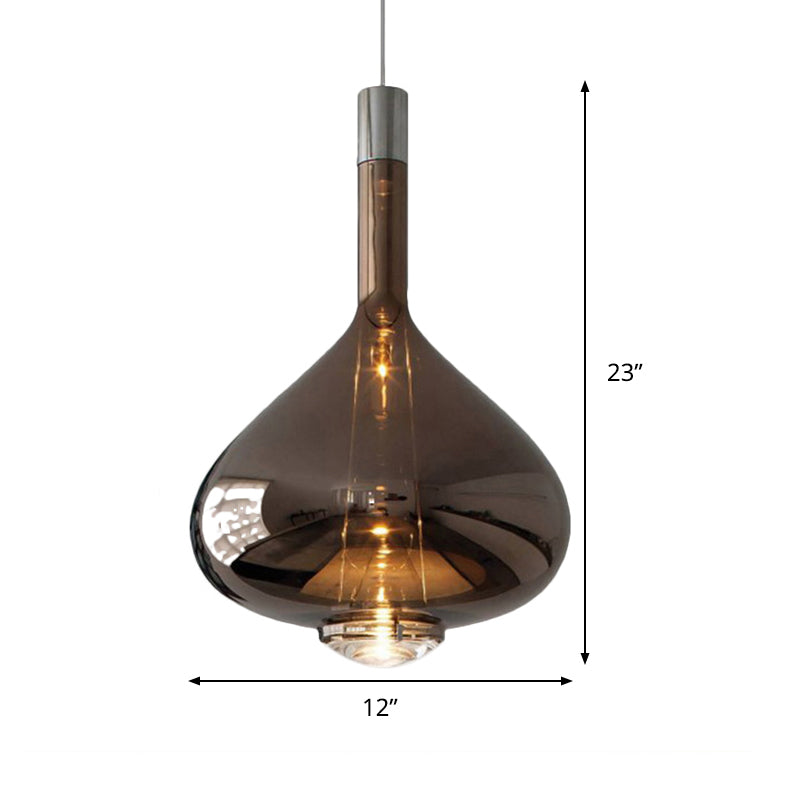Beaker-Esque Shape Pendant Light Modern Rose Gold/Clear/Smoke Clear Glass 1 Light Dining Room Hanging Light Kit Clearhalo 'Ceiling Lights' 'Glass shade' 'Glass' 'Modern Pendants' 'Modern' 'Pendant Lights' 'Pendants' Lighting' 290572