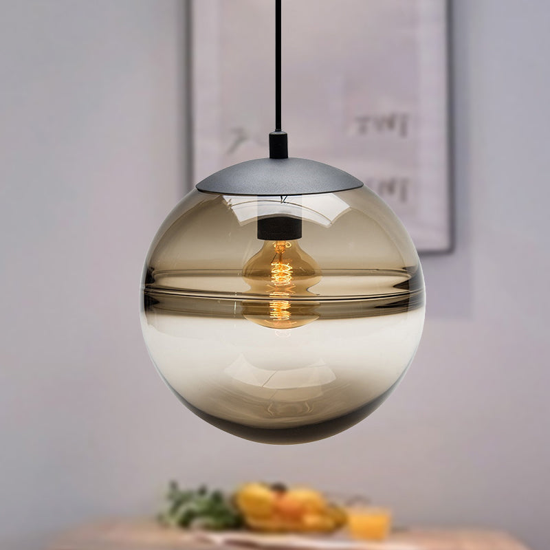 Globe Hanging Ceiling Light Contemporary Blue/Coffee Glass 1 Light Dining Room Pendant Light Clearhalo 'Ceiling Lights' 'Glass shade' 'Glass' 'Modern Pendants' 'Modern' 'Pendant Lights' 'Pendants' Lighting' 290752