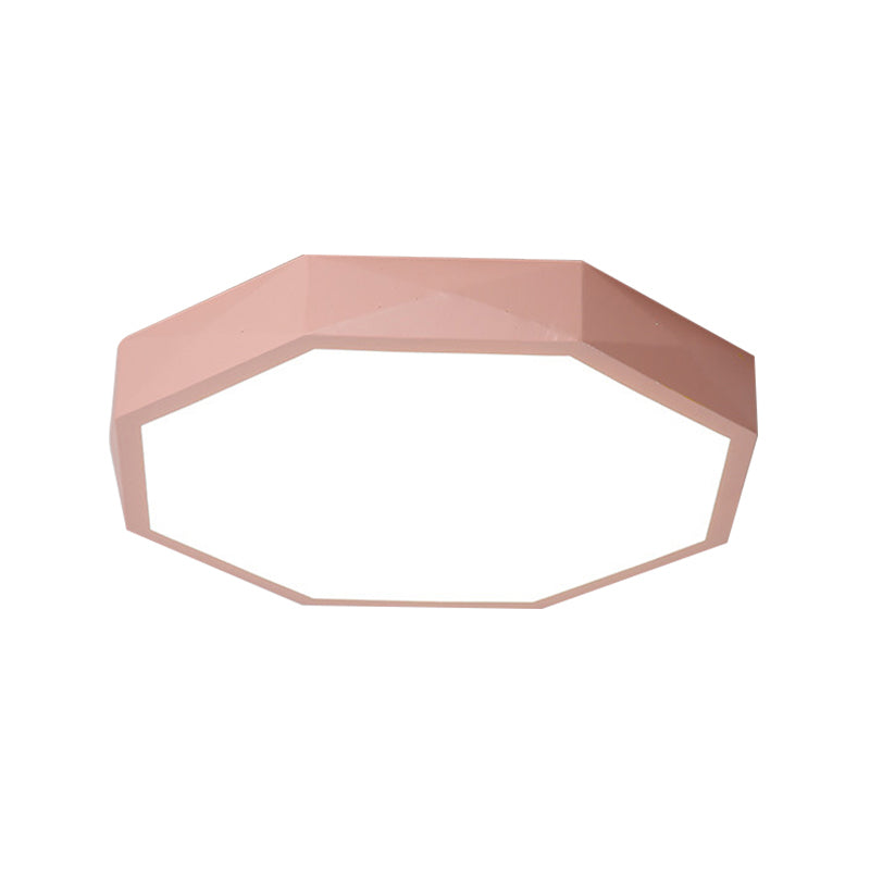 Acrylic Octagon Ceiling Mount Minimal LED Pink/Yellow/Blue Flush Mount Lighting Fixture in Warm/White Light, 16.5"/20.5" W Clearhalo 'Ceiling Lights' 'Close To Ceiling Lights' 'Close to ceiling' 'Flush mount' Lighting' 290809