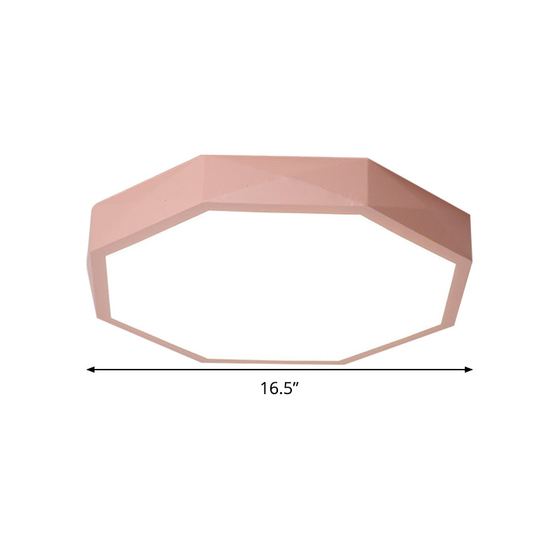 Acrylic Octagon Ceiling Mount Minimal LED Pink/Yellow/Blue Flush Mount Lighting Fixture in Warm/White Light, 16.5"/20.5" W Clearhalo 'Ceiling Lights' 'Close To Ceiling Lights' 'Close to ceiling' 'Flush mount' Lighting' 290810