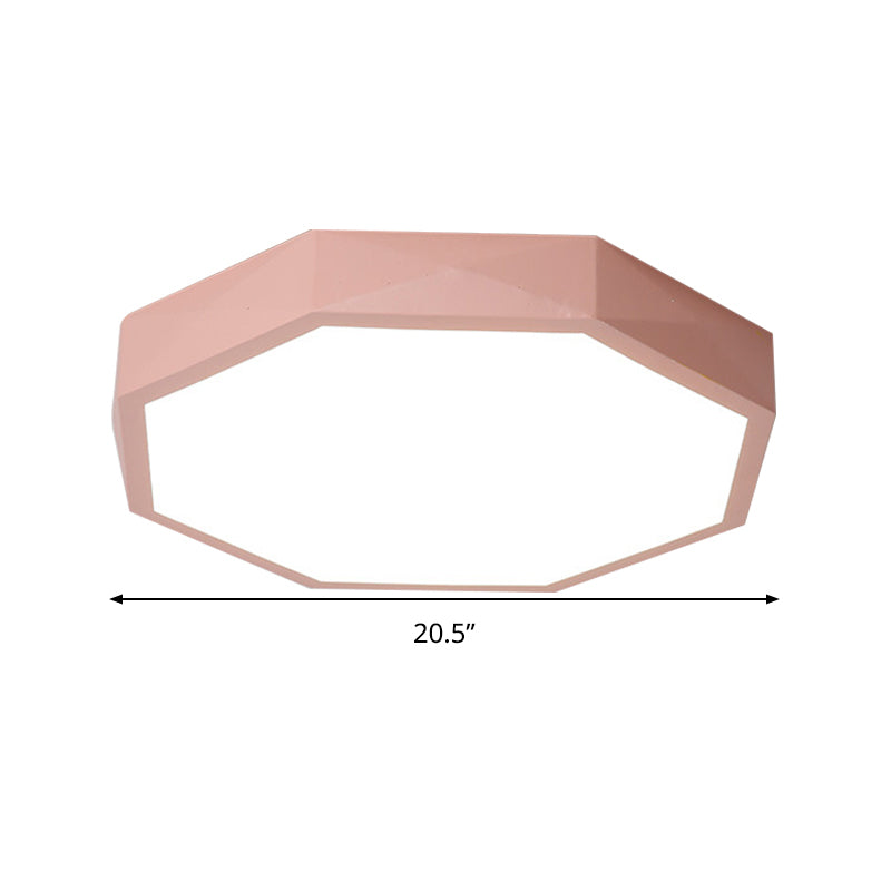 Acrylic Octagon Ceiling Mount Minimal LED Pink/Yellow/Blue Flush Mount Lighting Fixture in Warm/White Light, 16.5"/20.5" W Clearhalo 'Ceiling Lights' 'Close To Ceiling Lights' 'Close to ceiling' 'Flush mount' Lighting' 290811