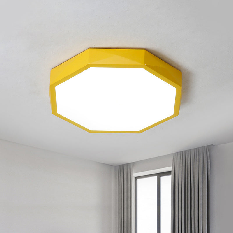 Acrylic Octagon Ceiling Mount Minimal LED Pink/Yellow/Blue Flush Mount Lighting Fixture in Warm/White Light, 16.5"/20.5" W Clearhalo 'Ceiling Lights' 'Close To Ceiling Lights' 'Close to ceiling' 'Flush mount' Lighting' 290813