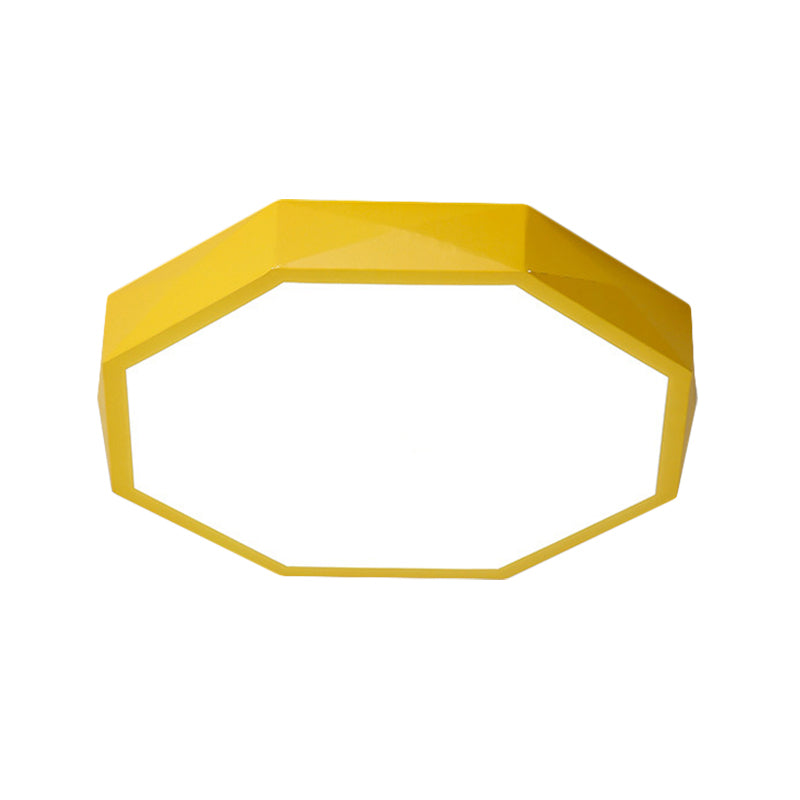 Acrylic Octagon Ceiling Mount Minimal LED Pink/Yellow/Blue Flush Mount Lighting Fixture in Warm/White Light, 16.5"/20.5" W Clearhalo 'Ceiling Lights' 'Close To Ceiling Lights' 'Close to ceiling' 'Flush mount' Lighting' 290816