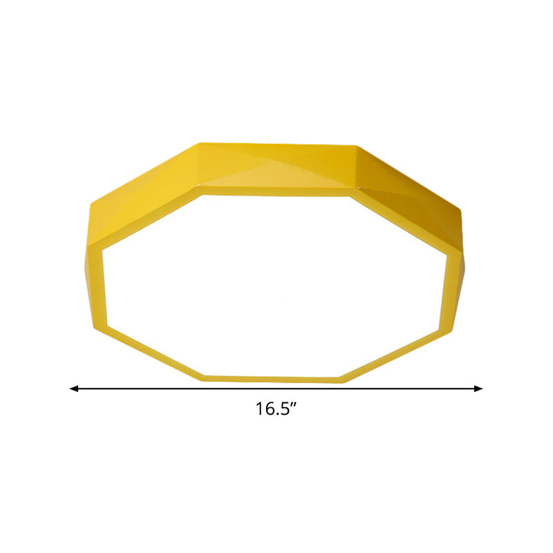 Acrylic Octagon Ceiling Mount Minimal LED Pink/Yellow/Blue Flush Mount Lighting Fixture in Warm/White Light, 16.5"/20.5" W Clearhalo 'Ceiling Lights' 'Close To Ceiling Lights' 'Close to ceiling' 'Flush mount' Lighting' 290817