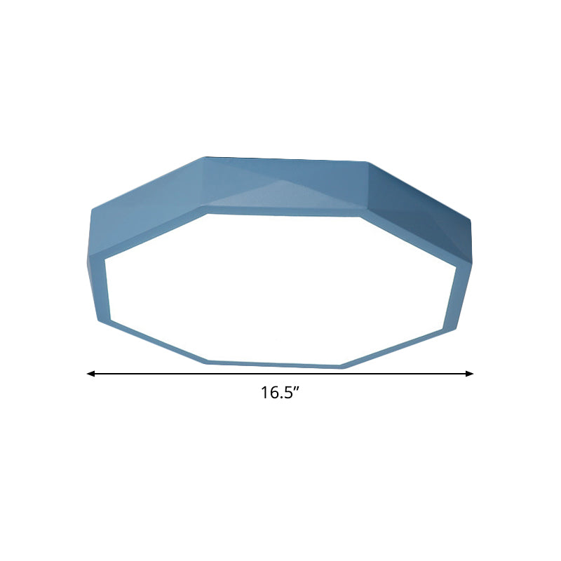 Acrylic Octagon Ceiling Mount Minimal LED Pink/Yellow/Blue Flush Mount Lighting Fixture in Warm/White Light, 16.5"/20.5" W Clearhalo 'Ceiling Lights' 'Close To Ceiling Lights' 'Close to ceiling' 'Flush mount' Lighting' 290825