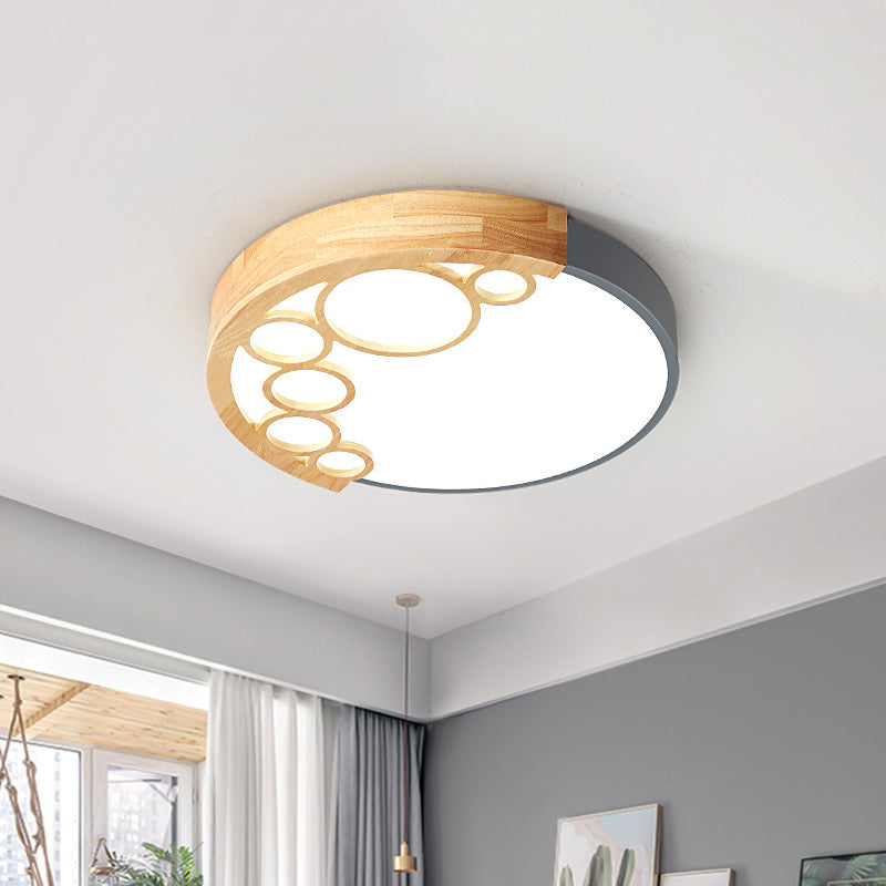 18.5"/23" W Round Metal Ceiling Mounted Fixture Modernist LED Grey Flush Mount Lamp in Warm/White Light/Remote Control Stepless Dimming Grey Clearhalo 'Ceiling Lights' 'Close To Ceiling Lights' 'Close to ceiling' 'Flush mount' Lighting' 290839