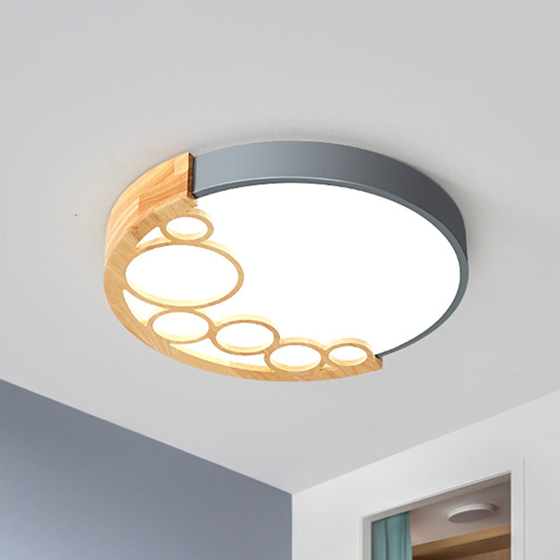 18.5"/23" W Round Metal Ceiling Mounted Fixture Modernist LED Grey Flush Mount Lamp in Warm/White Light/Remote Control Stepless Dimming Clearhalo 'Ceiling Lights' 'Close To Ceiling Lights' 'Close to ceiling' 'Flush mount' Lighting' 290840