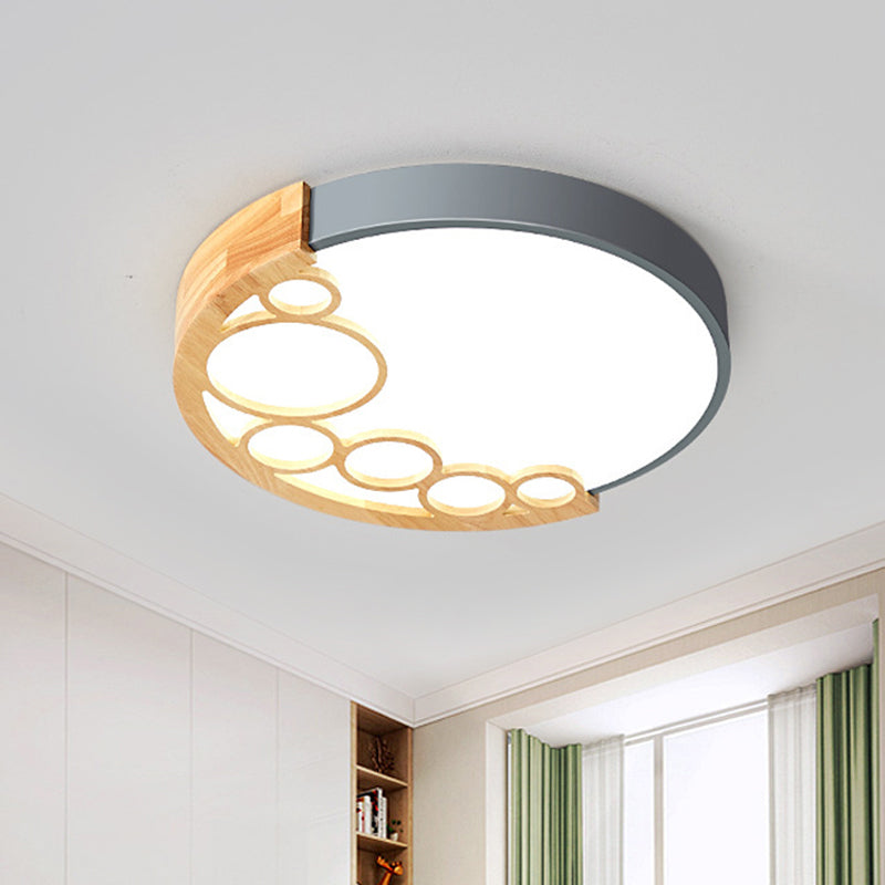 18.5"/23" W Round Metal Ceiling Mounted Fixture Modernist LED Grey Flush Mount Lamp in Warm/White Light/Remote Control Stepless Dimming Clearhalo 'Ceiling Lights' 'Close To Ceiling Lights' 'Close to ceiling' 'Flush mount' Lighting' 290841
