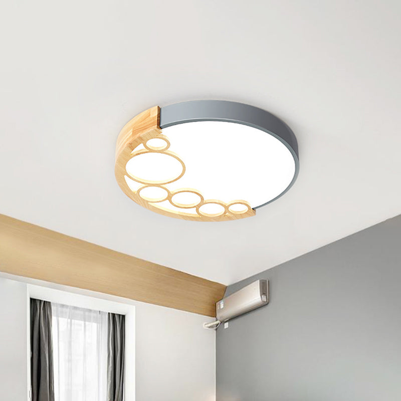 18.5"/23" W Round Metal Ceiling Mounted Fixture Modernist LED Grey Flush Mount Lamp in Warm/White Light/Remote Control Stepless Dimming Clearhalo 'Ceiling Lights' 'Close To Ceiling Lights' 'Close to ceiling' 'Flush mount' Lighting' 290842