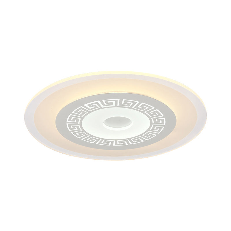 16"/19.5"/23.5" W White Disc LED Flush Lamp Chinese Style Ultrathin Acrylic Ceiling Flush Mount in Warm/White Light Clearhalo 'Ceiling Lights' 'Close To Ceiling Lights' 'Close to ceiling' 'Flush mount' Lighting' 291032
