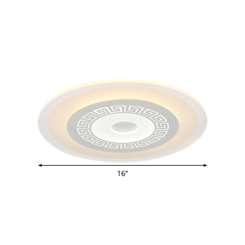 16"/19.5"/23.5" W White Disc LED Flush Lamp Chinese Style Ultrathin Acrylic Ceiling Flush Mount in Warm/White Light Clearhalo 'Ceiling Lights' 'Close To Ceiling Lights' 'Close to ceiling' 'Flush mount' Lighting' 291033