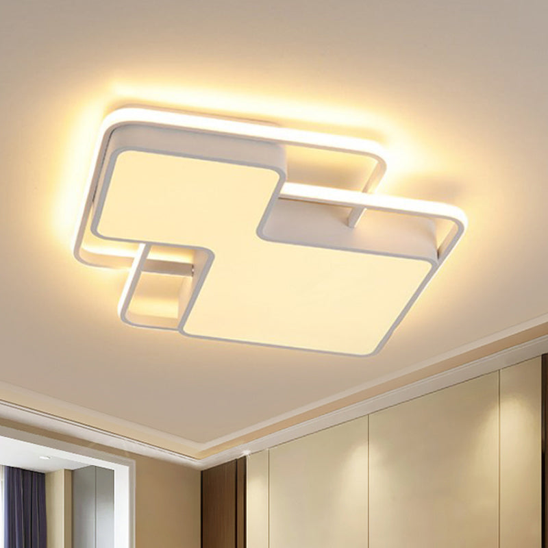 Black/White Geometric LED Flush Mount Lamp 18"/21.5" W Modern Silica Gel Close to Ceiling Light in White/3 Color Light Clearhalo 'Ceiling Lights' 'Close To Ceiling Lights' 'Close to ceiling' 'Flush mount' Lighting' 291135