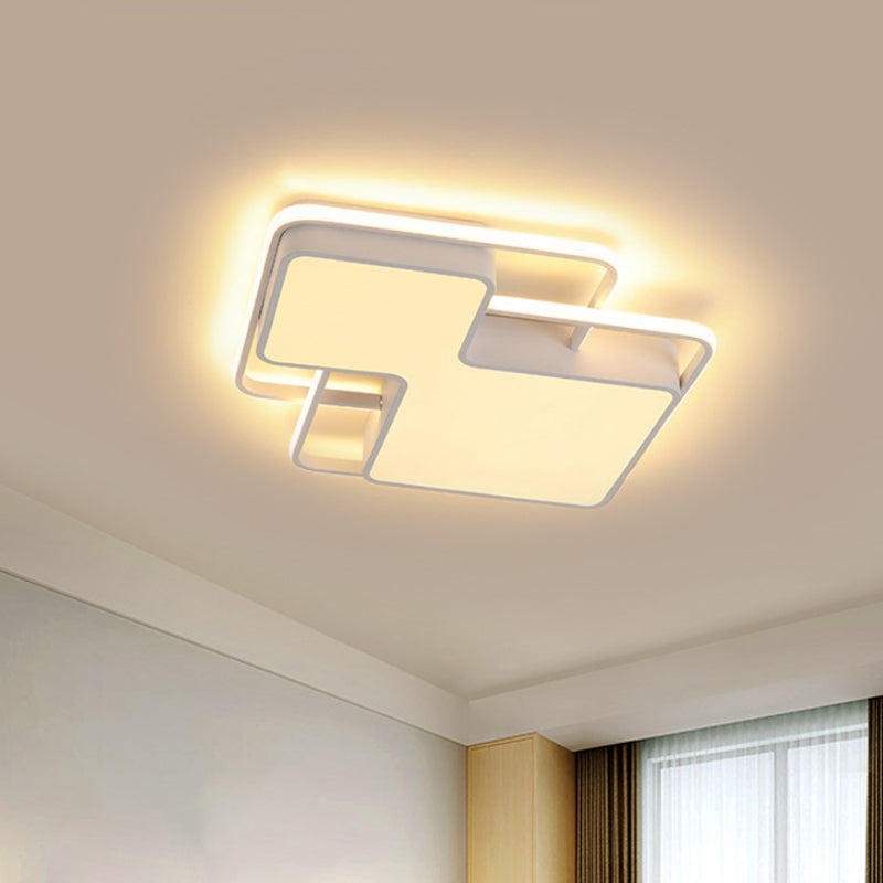 Black/White Geometric LED Flush Mount Lamp 18"/21.5" W Modern Silica Gel Close to Ceiling Light in White/3 Color Light Clearhalo 'Ceiling Lights' 'Close To Ceiling Lights' 'Close to ceiling' 'Flush mount' Lighting' 291136