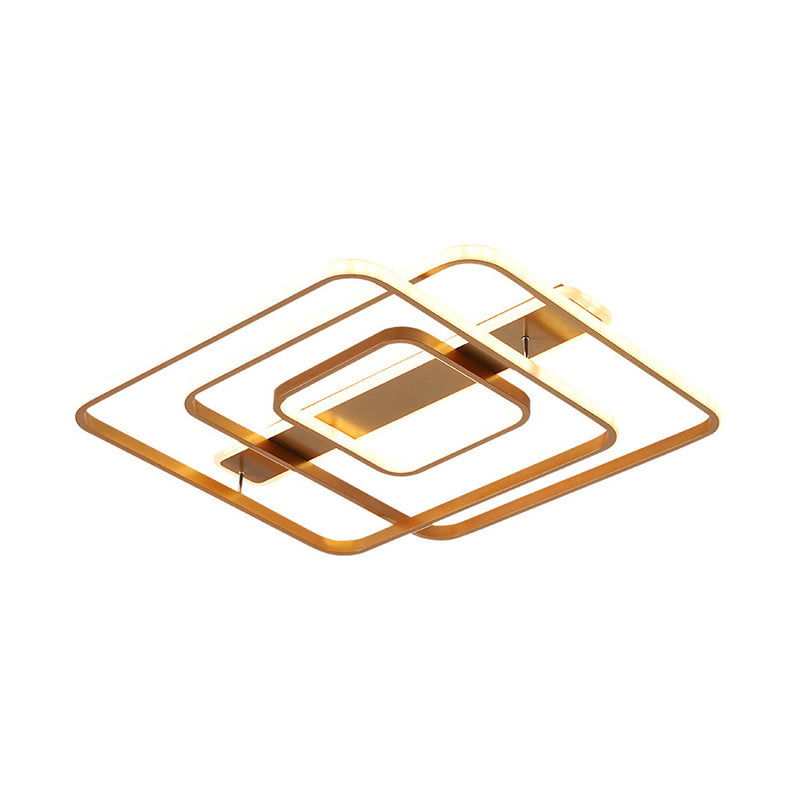 Gold Square Ceiling Light Modernism LED Acrylic Semi Mount Lighting in Warm/White Light for Bedroom Clearhalo 'Ceiling Lights' 'Close To Ceiling Lights' 'Close to ceiling' 'Semi-flushmount' Lighting' 291211
