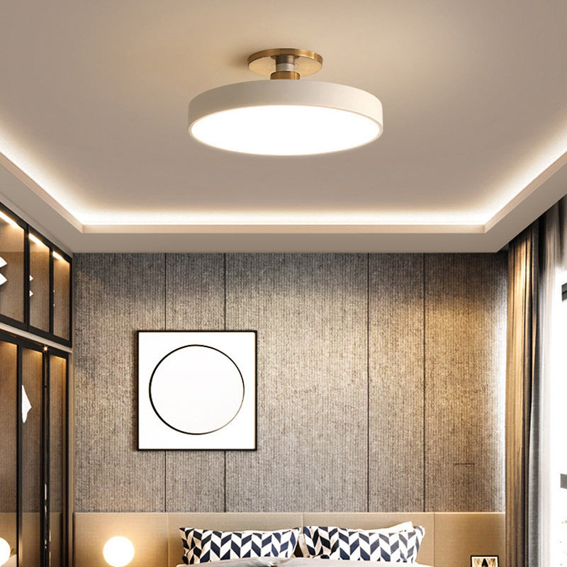 Drum Metal Ceiling Light Fixture Nordic LED White Semi Flush Mount Lighting in Warm/White Light, 12"/16"/19.5" W Clearhalo 'Ceiling Lights' 'Close To Ceiling Lights' 'Close to ceiling' 'Semi-flushmount' Lighting' 291284