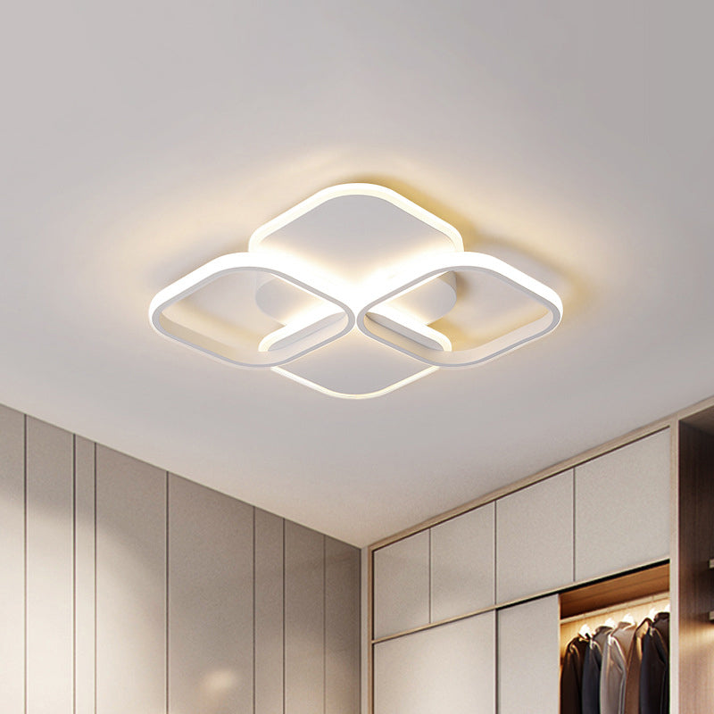 16"/19.5" W White/Black and White Rhombus Ceiling Light Modernism LED Acrylic Flush Mount Lamp in Warm/White Light White Warm Clearhalo 'Ceiling Lights' 'Close To Ceiling Lights' 'Close to ceiling' 'Flush mount' Lighting' 291335