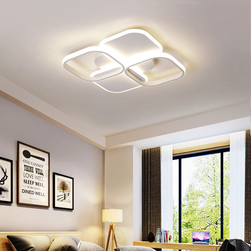 16"/19.5" W White/Black and White Rhombus Ceiling Light Modernism LED Acrylic Flush Mount Lamp in Warm/White Light Clearhalo 'Ceiling Lights' 'Close To Ceiling Lights' 'Close to ceiling' 'Flush mount' Lighting' 291338