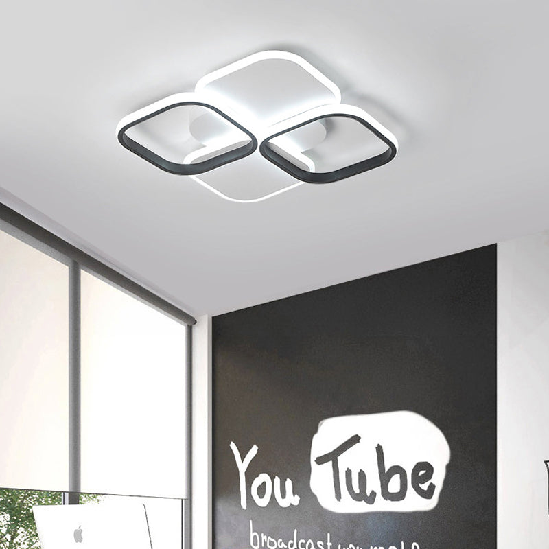 16"/19.5" W White/Black and White Rhombus Ceiling Light Modernism LED Acrylic Flush Mount Lamp in Warm/White Light Black-White White Clearhalo 'Ceiling Lights' 'Close To Ceiling Lights' 'Close to ceiling' 'Flush mount' Lighting' 291345