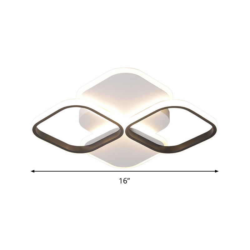 16"/19.5" W White/Black and White Rhombus Ceiling Light Modernism LED Acrylic Flush Mount Lamp in Warm/White Light Clearhalo 'Ceiling Lights' 'Close To Ceiling Lights' 'Close to ceiling' 'Flush mount' Lighting' 291347