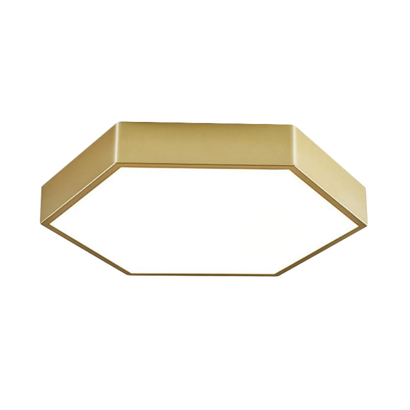 16"/19.5" W LED Living Room Ceiling Mounted Light Gold Flush Light Fixture with Hexagon Metal Shade Clearhalo 'Ceiling Lights' 'Close To Ceiling Lights' 'Close to ceiling' 'Flush mount' Lighting' 291429