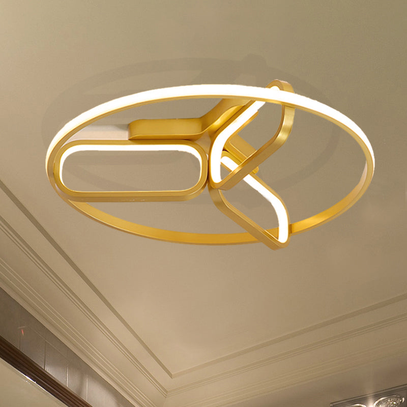 Acrylic Circular Frame Flush Light Modern Style 18"/21.5" Wide LED Bedroom Ceiling Mount Lamp in Black/White/Gold Gold Clearhalo 'Ceiling Lights' 'Close To Ceiling Lights' 'Close to ceiling' 'Flush mount' Lighting' 291457