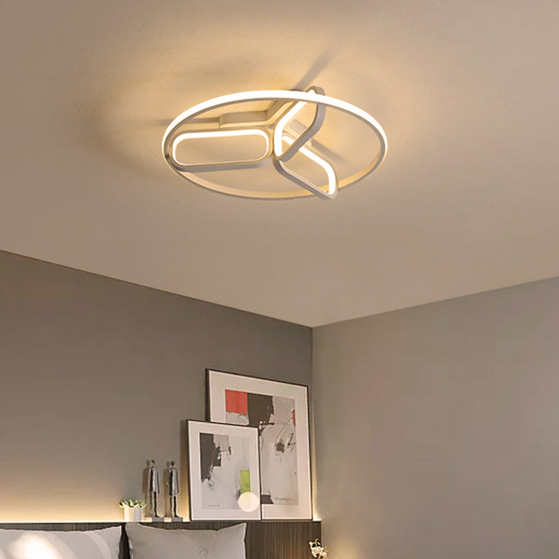 Acrylic Circular Frame Flush Light Modern Style 18"/21.5" Wide LED Bedroom Ceiling Mount Lamp in Black/White/Gold Clearhalo 'Ceiling Lights' 'Close To Ceiling Lights' 'Close to ceiling' 'Flush mount' Lighting' 291464