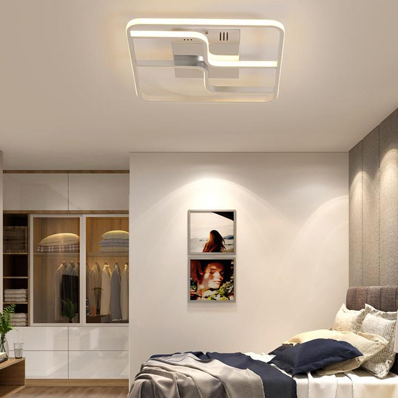 Acrylic Square Ceiling Mount Simplicity LED 18"/23.5" W Chrome Flush Mount Lighting Fixture Clearhalo 'Ceiling Lights' 'Close To Ceiling Lights' 'Close to ceiling' 'Flush mount' Lighting' 291473