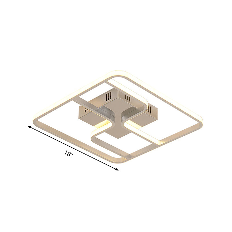 Acrylic Square Ceiling Mount Simplicity LED 18"/23.5" W Chrome Flush Mount Lighting Fixture Clearhalo 'Ceiling Lights' 'Close To Ceiling Lights' 'Close to ceiling' 'Flush mount' Lighting' 291475